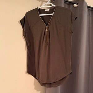 5/$25 Olive Zip-Front Women's Top